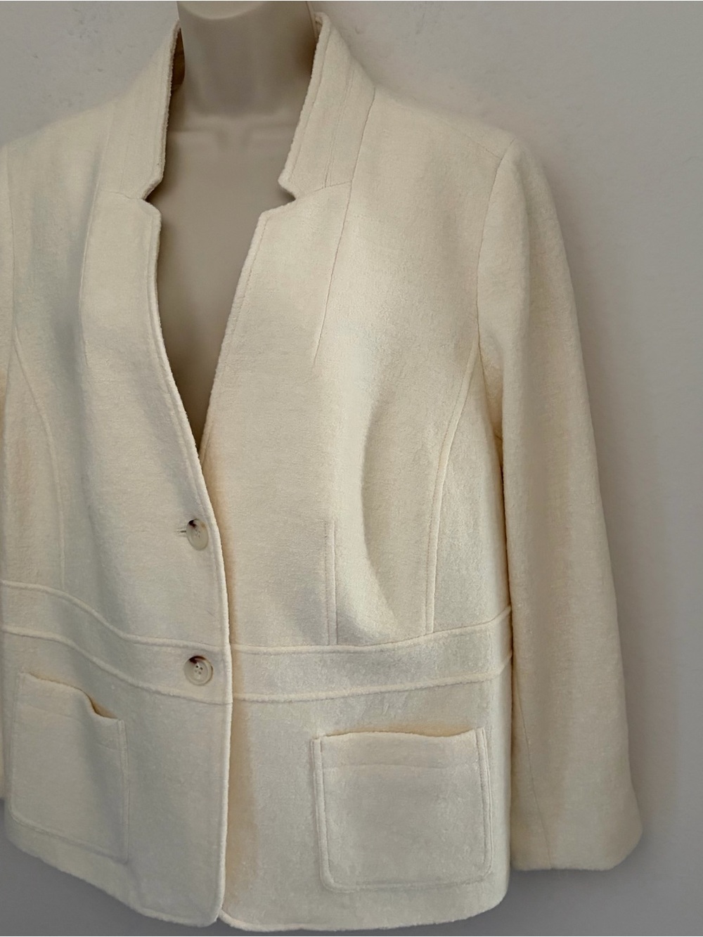 Talbots Cream Textured Open-Notch Blazer - Picture 3 of 9